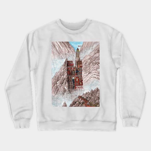 Fantasy castle Crewneck Sweatshirt by loftyillustrations